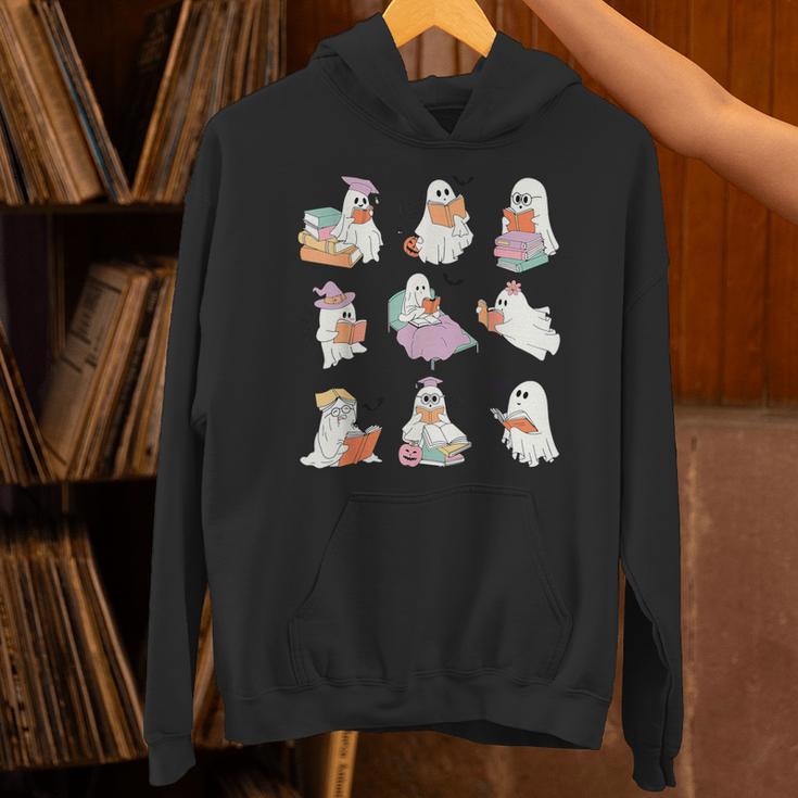 Ghost Book Reading Halloween Books Lover Teacher Kids Unisex Hoodie, gift for family, gift for coworker