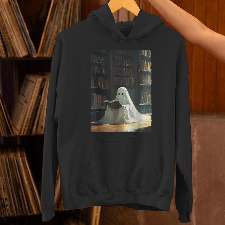 Ghost Library Halloween Book Reading Books Lover Teacher Unisex Hoodie, gift for family, gift for coworker