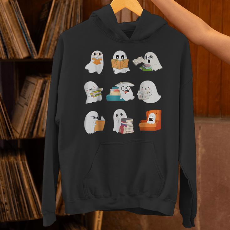 Ghost Reading Teacher Halloween Librarian Book Lover School Unisex Hoodie, gift for family, gift for coworker