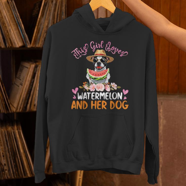 This Girl Loves Watermelon And Her Boston Terrier Dog Mother Unisex Hoodie, gift for family, gift for coworker