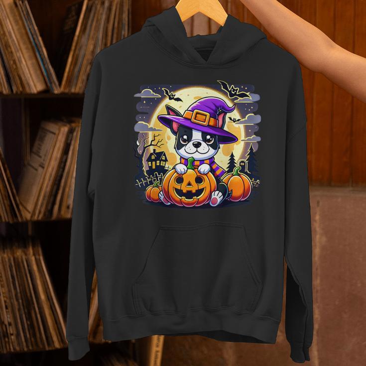 Halloween Boston Terrier Dog Breed With Jack O' Lantern Art Unisex Hoodie, Boston Terrier Halloween Hoodies, gift for family, gift for coworker