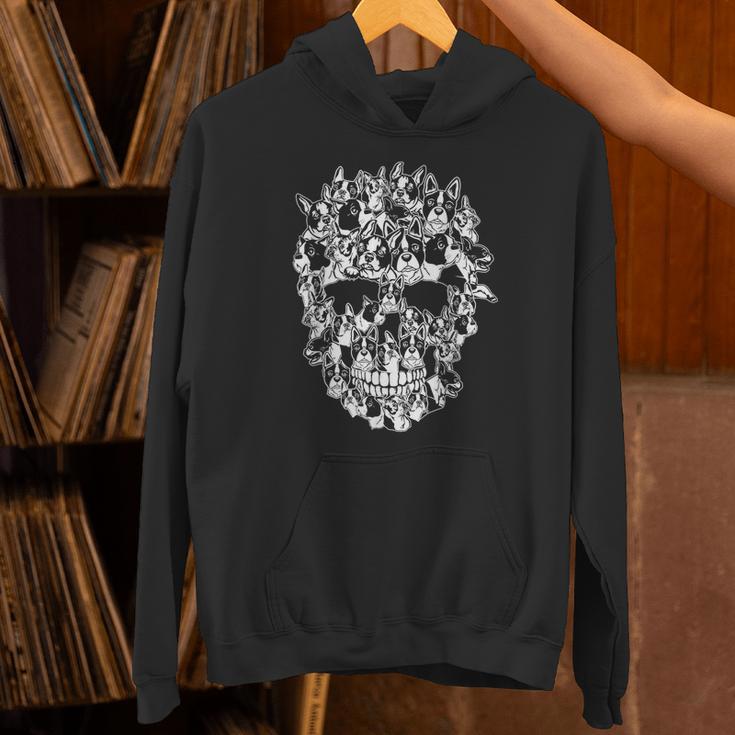 Halloween Costume Skull Boston Terrier Dog Lover Unisex Hoodie, Boston Terrier Halloween Hoodies, gift for family, gift for coworker