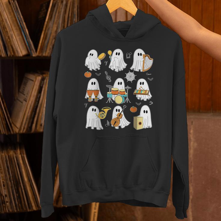 Halloween Ghost Music Teacher Playing Instruments Unisex Hoodie, gift for family, gift for coworker