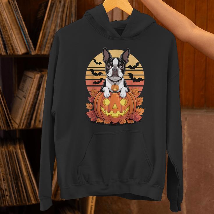 Halloween Retro Boston Terrier Unisex Hoodie, Boston Terrier Halloween Hoodies, gift for family, gift for coworker