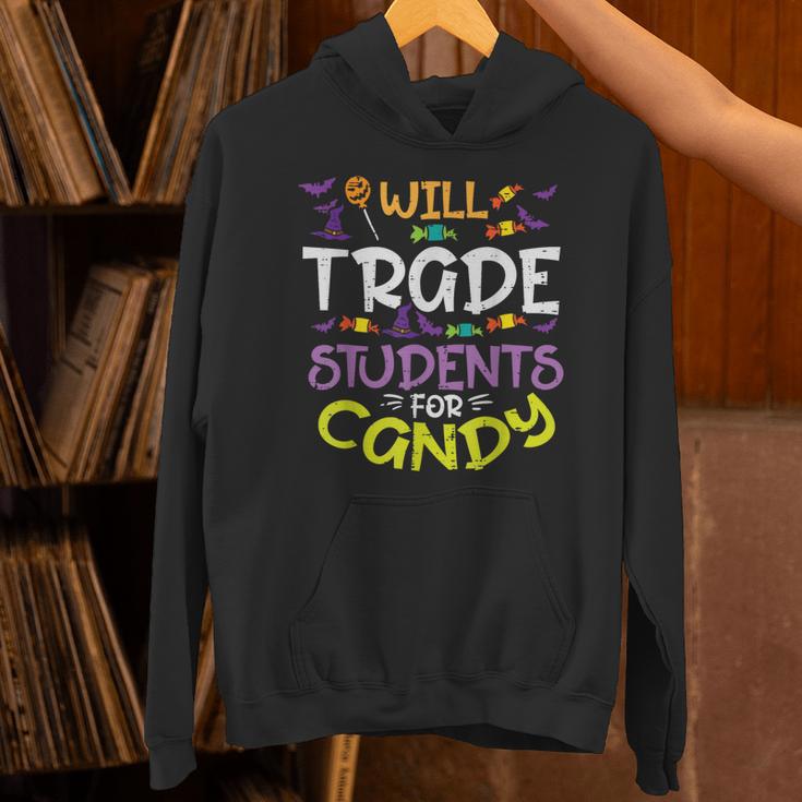 Halloween Teacher Will Trade Students For Candy Women Men Unisex Hoodie, gift for family, gift for coworker
