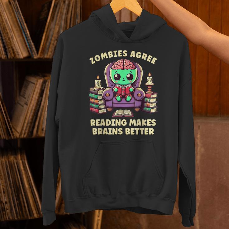 Halloween Teacher Zombie Reading Is Good For Brains Unisex Hoodie, gift for family, gift for coworker