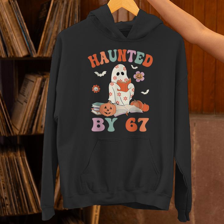 Haunted By 67 Boo Ghost Teacher 6 7 Halloween Costume Unisex Hoodie, gift for family, gift for coworker