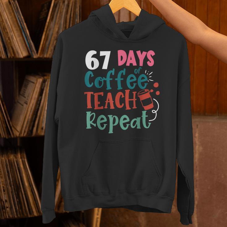 Humor Meme 67 Days Of School Coffee Lover Educator Teacher Unisex Hoodie, gift for family, gift for coworker