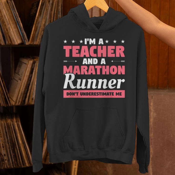 I'm A Teacher And A Marathon Runner Don't Underestimate Me Men Women Unisex Hoodie, gift for family, gift for coworker I'm A Teacher And A Marathon Runner Don't Underestimate Me Men Women Unisex Hoodie, gift for family, gift for coworker