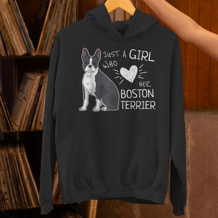 Just A Girl Who Loves Her Boston Terrier Puppy Love Unisex Hoodie, gift for family, gift for coworker