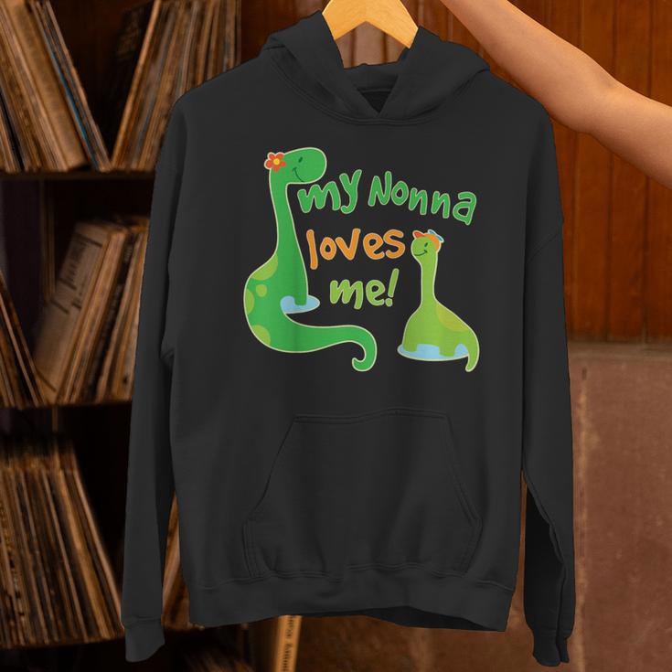 Kids My Nonna Loves Me Dinosaur Grandson Unisex Hoodie, gift for family, gift for coworker