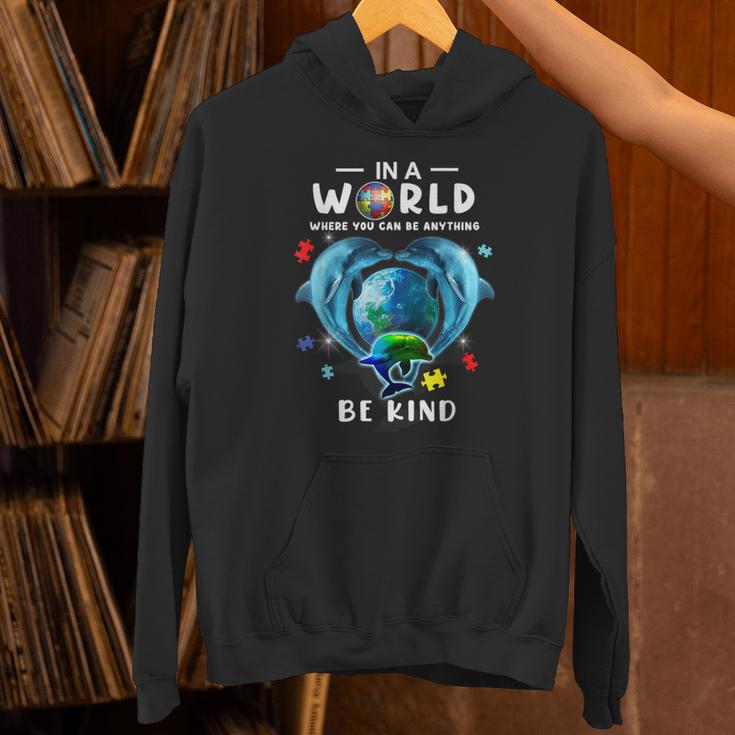 Be Kind Dolphin Autism Awareness Back To School Teacher Men Women Kids Unisex Hoodie, gift for family, gift for coworker