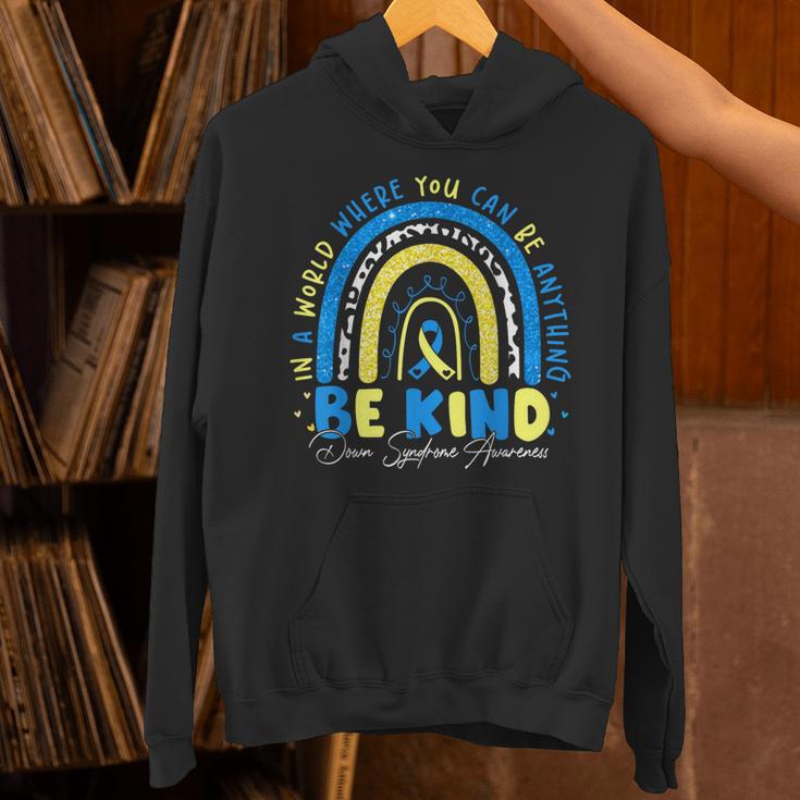 Be Kind Rainbow Down Syndrome Awareness Teacher Blue Yellow Unisex Hoodie, gift for family, gift for coworker Be Kind Rainbow Down Syndrome Awareness Teacher Blue Yellow Unisex Hoodie, gift for family, gift for coworker