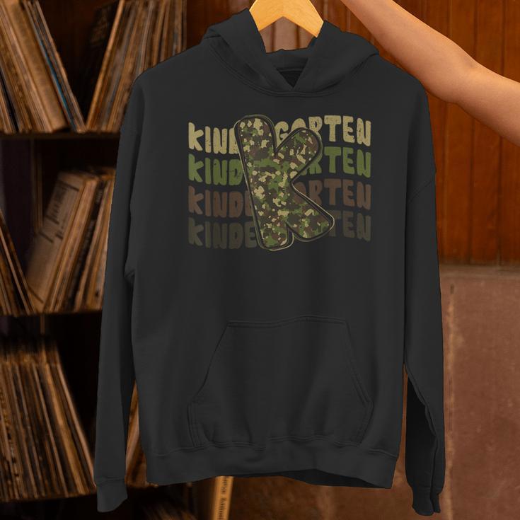 Kindergarten Camo Camouflage Boy Teacher Back To School Unisex Hoodie, gift for family, gift for coworker