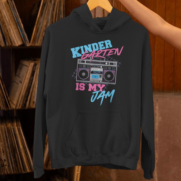 Kindergarten Is My Jam Vintage 80s Boombox Teacher Student Unisex Hoodie, gift for family, gift for coworker