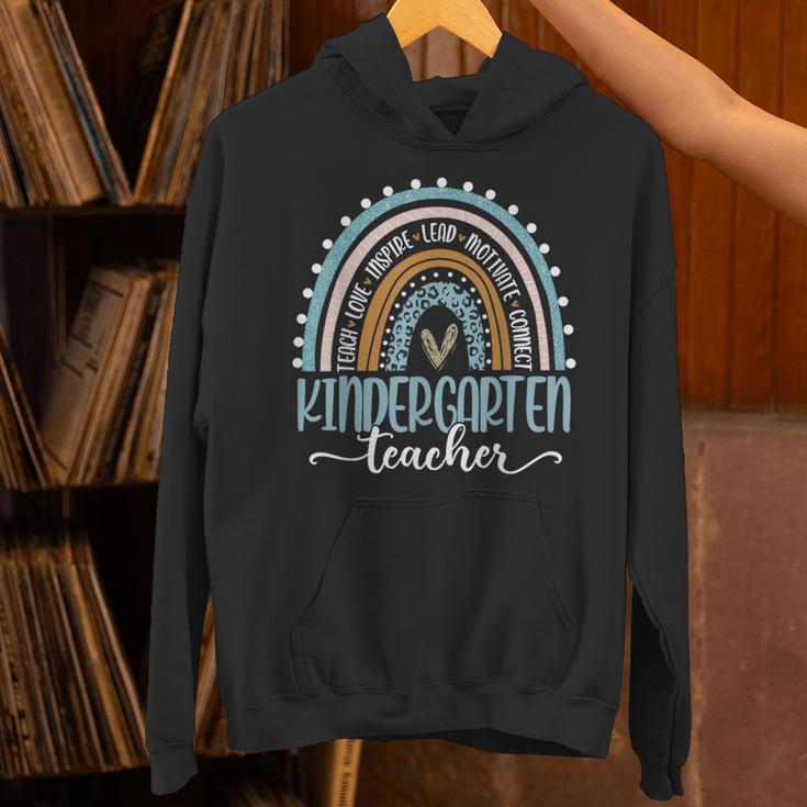 Kindergarten Teacher Leopard Boho Rainbow Back To School Unisex Hoodie, gift for family, gift for coworker Kindergarten Teacher Leopard Boho Rainbow Back To School Unisex Hoodie, gift for family, gift for coworker