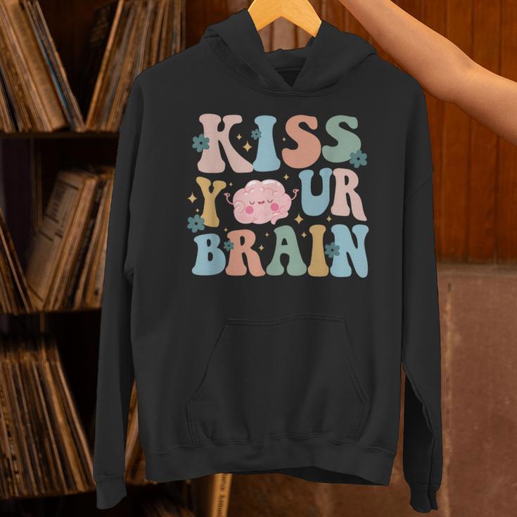 Kiss Your Brain Teacher Inspire Educate Groovy Retro Vintage Unisex Hoodie, Groovy Teacher Hoodies, gift for family, gift for coworker Kiss Your Brain Teacher Inspire Educate Groovy Retro Vintage Unisex Hoodie, Groovy Teacher Hoodies, gift for family, gift for coworker