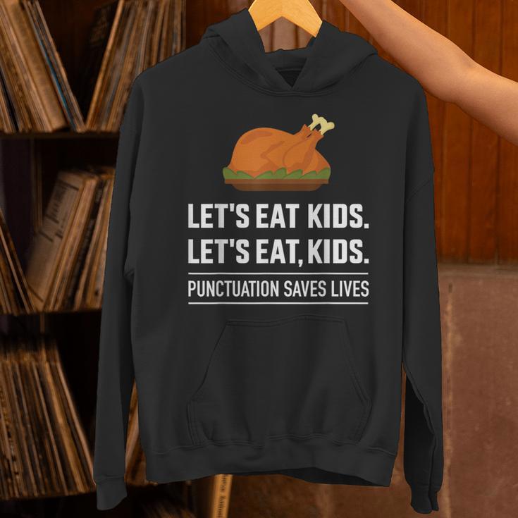 Let's Eat Kids Grammar For Thanksgiving Teacher Unisex Hoodie, gift for family, gift for coworker
