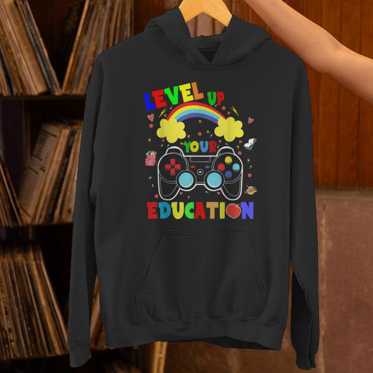 Level Up Your Education Gaming Inspired Teacher Gamers For Men Women Kids Unisex Hoodie, gift for family, gift for coworker Level Up Your Education Gaming Inspired Teacher Gamers For Men Women Kids Unisex Hoodie, gift for family, gift for coworker
