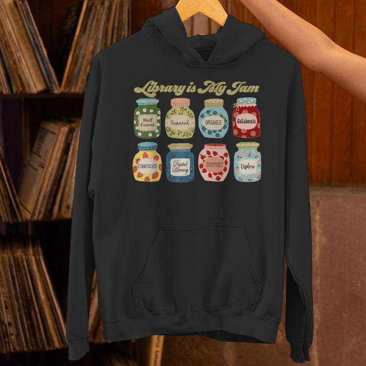 Library Is My Jam Librarian Appreciation Reading Teacher Unisex Hoodie, gift for family, gift for coworker