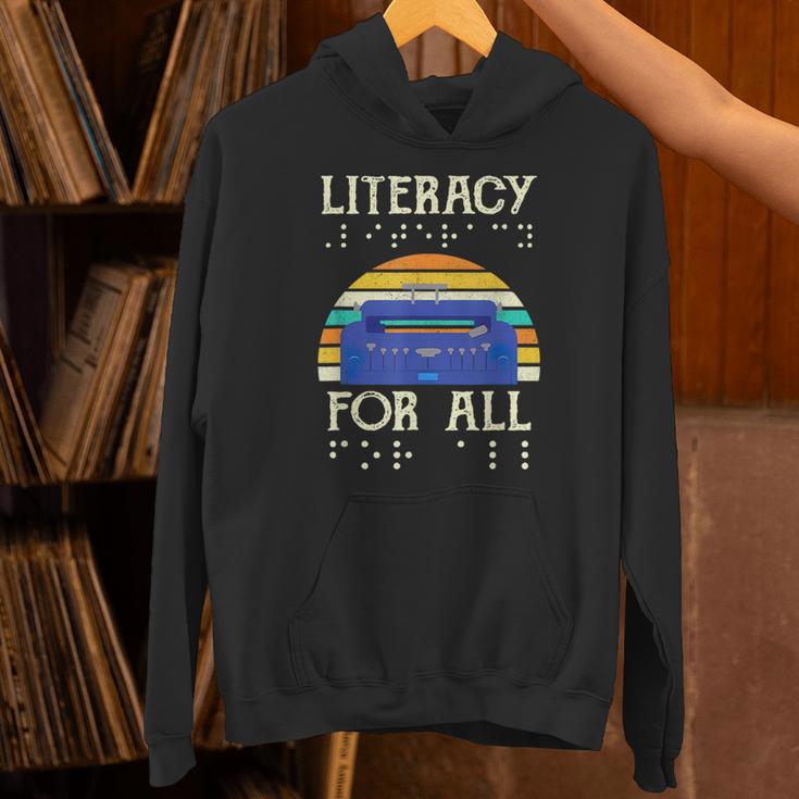 Literacy For All Visually Impaired Braille Teacher The Blind Unisex Hoodie, gift for family, gift for coworker Literacy For All Visually Impaired Braille Teacher The Blind Unisex Hoodie, gift for family, gift for coworker