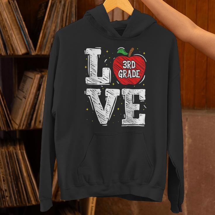 LOVE Apple 3rd Grade Teacher Student School Unisex Hoodie, gift for family, gift for coworker