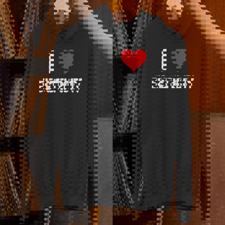 I Love Electricity ハート 電気技師ユーティリティ電気 パーカー