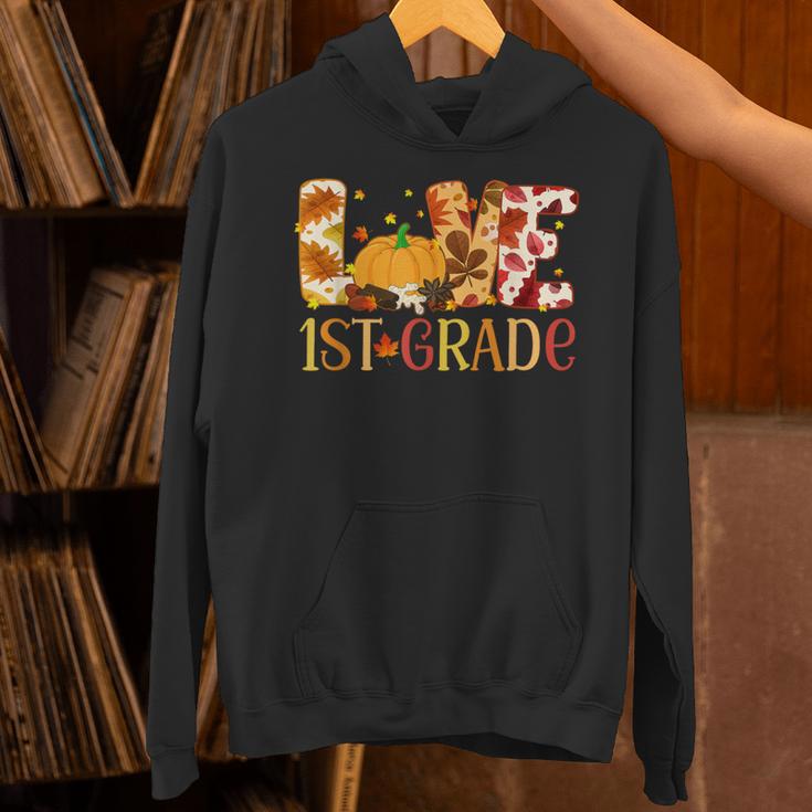 Love First Grade Happy Fall Thanksgiving Women 1st Teacher Unisex Hoodie, First Grade Teacher Hoodies, gift for family, gift for coworker Love First Grade Happy Fall Thanksgiving Women 1st Teacher Unisex Hoodie, First Grade Teacher Hoodies, gift for family, gift for coworker
