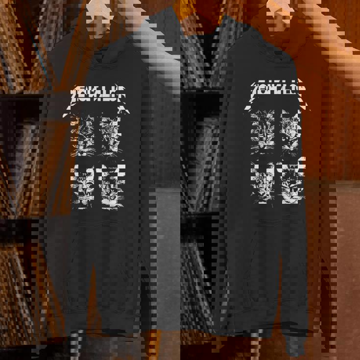 Meowtallica ブラック ホワイト 面白い パロディバンド 猫 子猫 恋人 長袖tシャツ パーカー