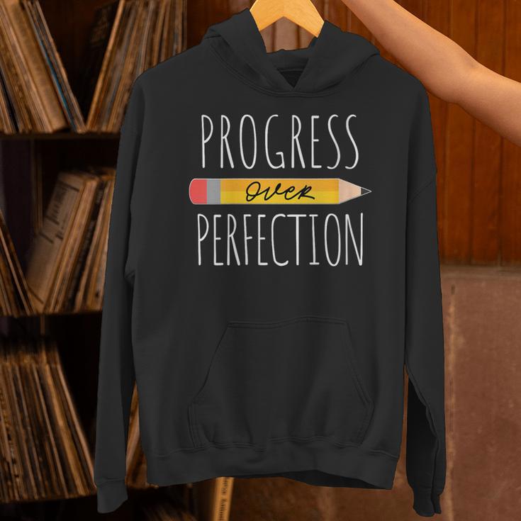 Motivational Progress Over Perfection Back To School Teacher Unisex Hoodie, gift for family, gift for coworker Motivational Progress Over Perfection Back To School Teacher Unisex Hoodie, gift for family, gift for coworker
