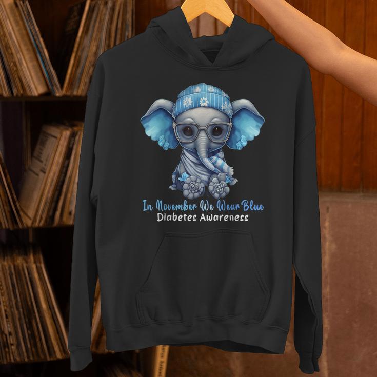 In November We Wear Blue Elephant Diabetes Awareness Unisex Hoodie