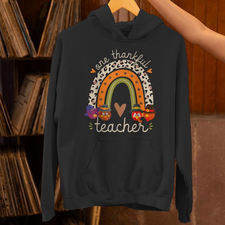 One Thankful Teacher Thanksgiving Turkey Rainbow Fall Unisex Hoodie, gift for family, gift for coworker One Thankful Teacher Thanksgiving Turkey Rainbow Fall Unisex Hoodie, gift for family, gift for coworker