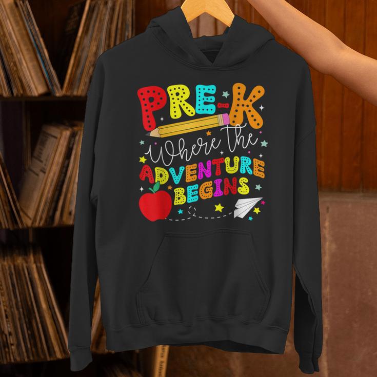 Pre-k Where The Adventure Begins First Day Of Prek Teacher Unisex Hoodie, gift for family, gift for coworker Pre-k Where The Adventure Begins First Day Of Prek Teacher Unisex Hoodie, gift for family, gift for coworker