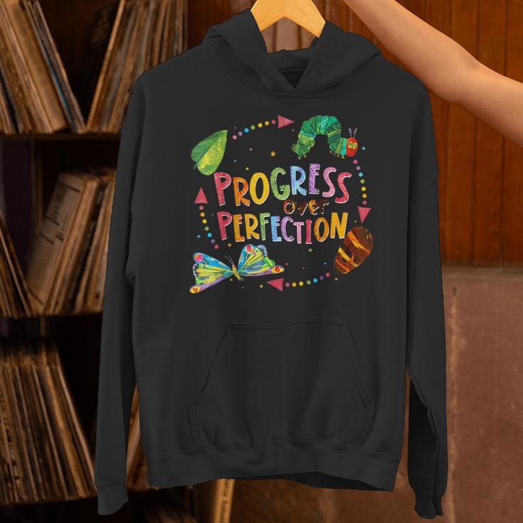 Progress Over Perfection Caterpillar Teacher Back To School Unisex Hoodie, gift for family, gift for coworker Progress Over Perfection Caterpillar Teacher Back To School Unisex Hoodie, gift for family, gift for coworker
