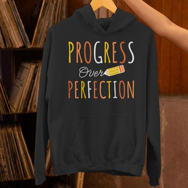 Progress Over Perfection Teacher Pencil Back-To-School Unisex Hoodie, gift for family, gift for coworker Progress Over Perfection Teacher Pencil Back-To-School Unisex Hoodie, gift for family, gift for coworker