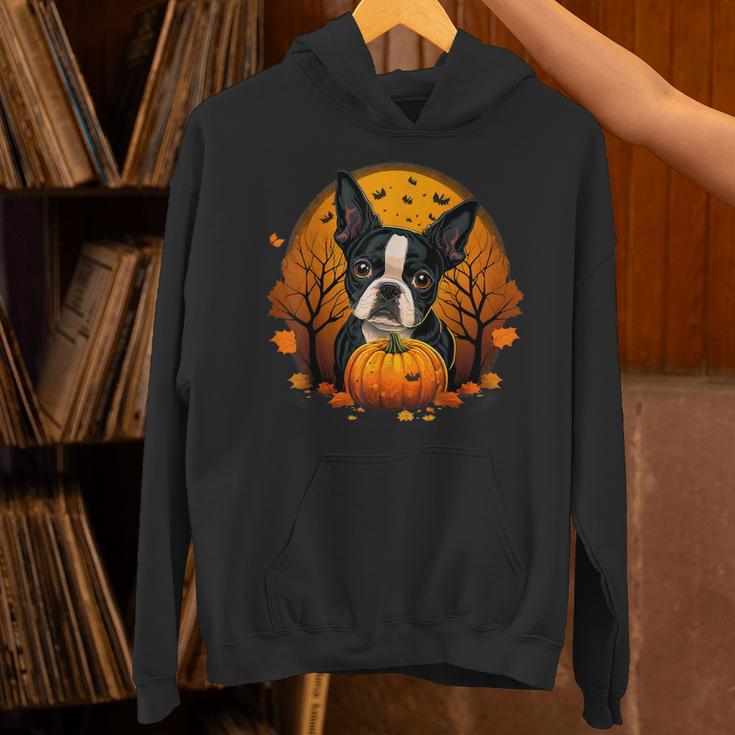 Pumpkin Boston Terrier Costume On Boston Terrier Halloween Unisex Hoodie, Boston Terrier Halloween Hoodies, gift for family, gift for coworker
