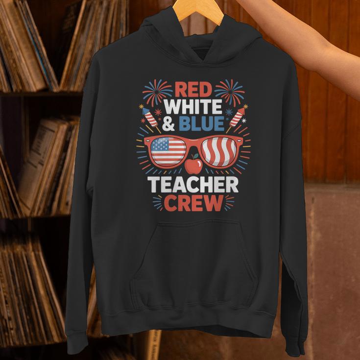Red & Blue Teacher Crew Shirt 4th Of July Sunglasses Unisex Hoodie, gift for family, gift for coworker