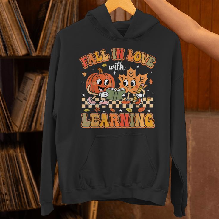 Retro Fall In Love With Learning Autumn Pumpkin Teachers Unisex Hoodie, gift for family, gift for coworker Retro Fall In Love With Learning Autumn Pumpkin Teachers Unisex Hoodie, gift for family, gift for coworker