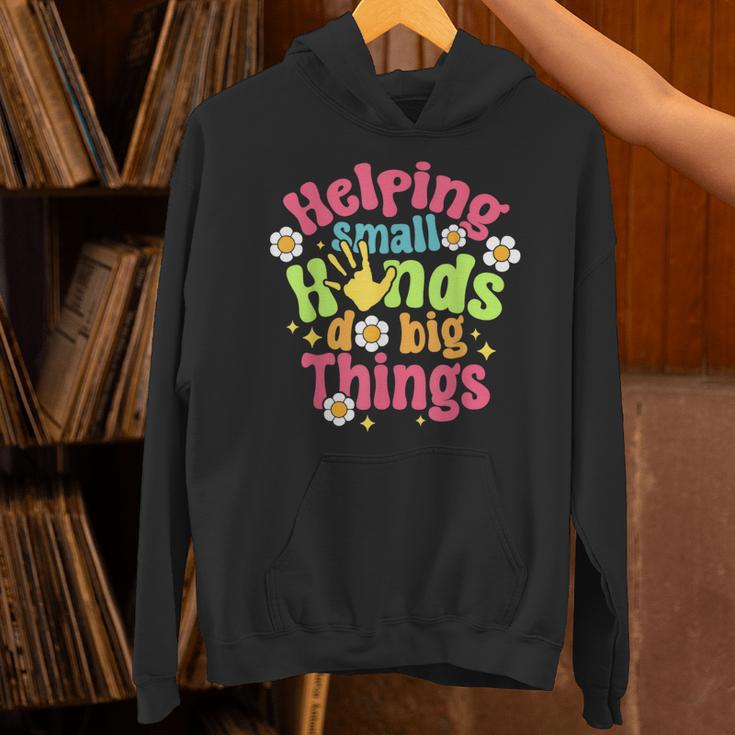 Retro Helping Small Hands Do Big Things Teacher Appreciation For Men Women Unisex Hoodie, gift for family, gift for coworker Retro Helping Small Hands Do Big Things Teacher Appreciation For Men Women Unisex Hoodie, gift for family, gift for coworker