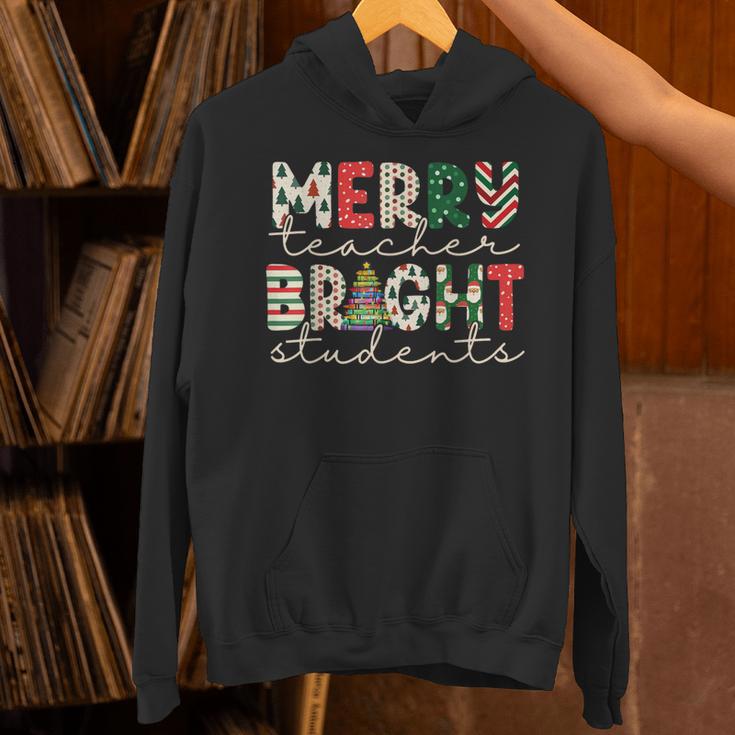 Retro Merry Teacher Bright Students Christmas Teacher Unisex Hoodie, gift for family, gift for coworker