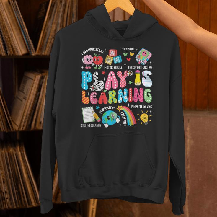 Retro Play Is Learning Kindergarten Teacher Team Women Unisex Hoodie, gift for family, gift for coworker