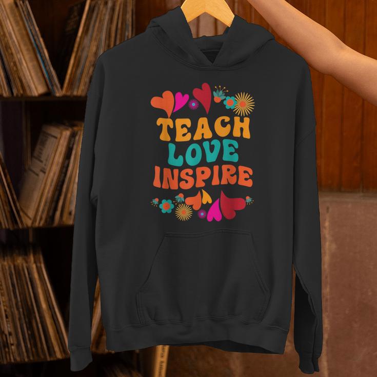 Retro Teach Love Inspire Back To School Teachers Unisex Hoodie, gift for family, gift for coworker Retro Teach Love Inspire Back To School Teachers Unisex Hoodie, gift for family, gift for coworker
