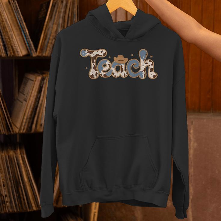 Retro Teacher Western Country Cowboy Cowgirl Back To School Unisex Hoodie, gift for family, gift for coworker
