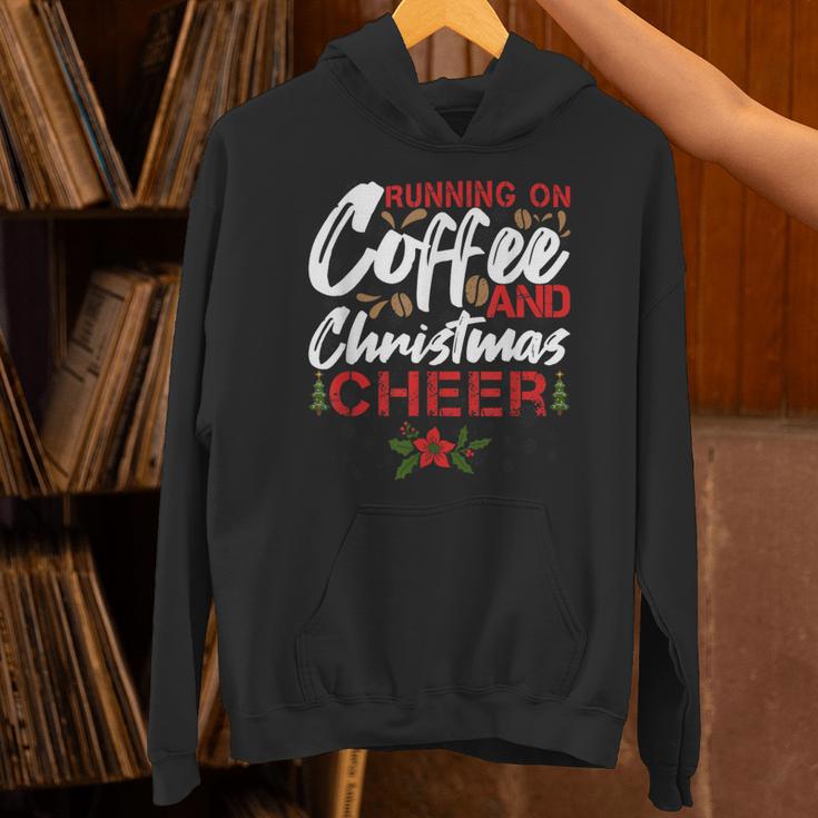 Running On Coffee And Christmas Cheer Lover Teacher For Men Women Kids Unisex Hoodie, gift for family, gift for coworker Running On Coffee And Christmas Cheer Lover Teacher For Men Women Kids Unisex Hoodie, gift for family, gift for coworker
