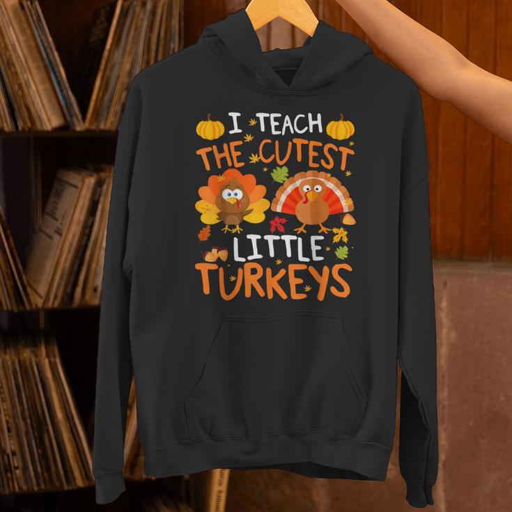 School Thankful I Teach The Cutest Little Turkeys Thanksgiving Teacher Unisex Hoodie, gift for family, gift for coworker
