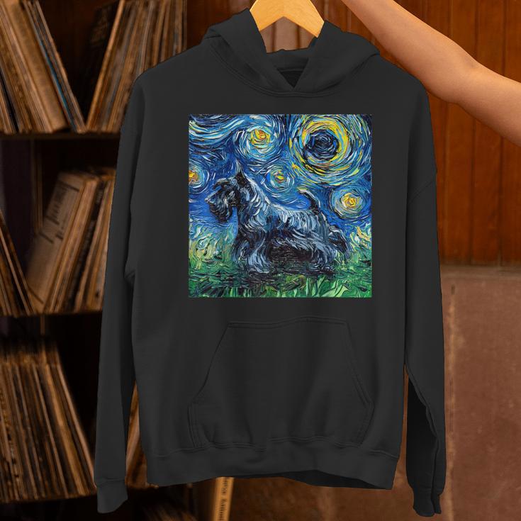 Scottish Terrier Starry Night Scotty Dog Art By Aja Unisex Hoodie, gift for family, gift for coworker