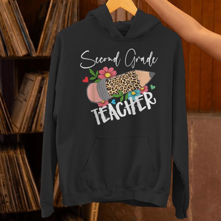 Second Grade Teacher Leopard Pencil 2nd Grade Women Teacher Unisex Hoodie, 2nd Grade Teacher Hoodies, gift for family, gift for coworker