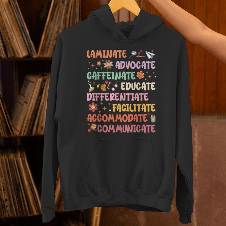 SPED Caffeinate Advocate Laminate Educate Teacher Facilitate For Men Women Unisex Hoodie, gift for family, gift for coworker SPED Caffeinate Advocate Laminate Educate Teacher Facilitate For Men Women Unisex Hoodie, gift for family, gift for coworker