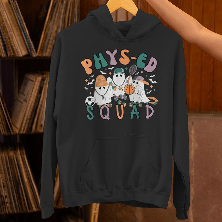 Spooky Ghost PE Teacher Squad Physical Education Halloween Unisex Hoodie, Pe Teacher Hoodies, gift for family, gift for coworker