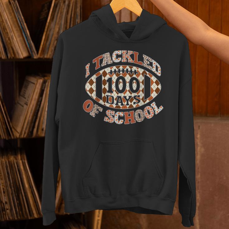 I Tackled 100 Days Of School Football Boys Girls Teachers Unisex Hoodie, gift for family, gift for coworker I Tackled 100 Days Of School Football Boys Girls Teachers Unisex Hoodie, gift for family, gift for coworker